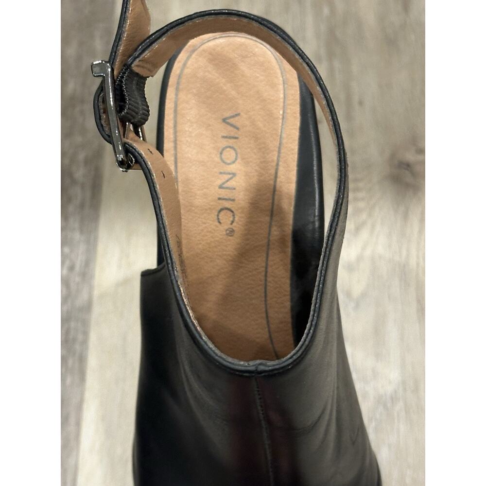Vionic Lacey Black Leather Ankle Strap Booties Womens 7 EU 38 Arch Support - Picture 5 of 7